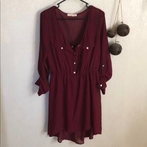 Rewind burgundy long sleeve dress